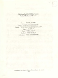 Folk Songs for 1974-75 Relief Society Cultural Refinement Lessons (1974)