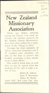 Hymns from The Songs of Zion (New Zealand Missionary Association)